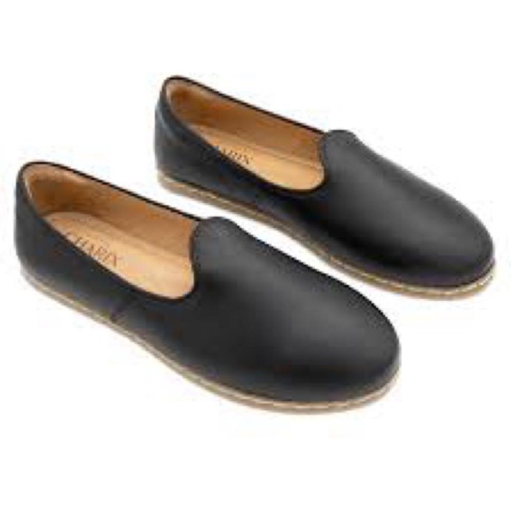 Charix Black Leather Slip-Ons Size 9